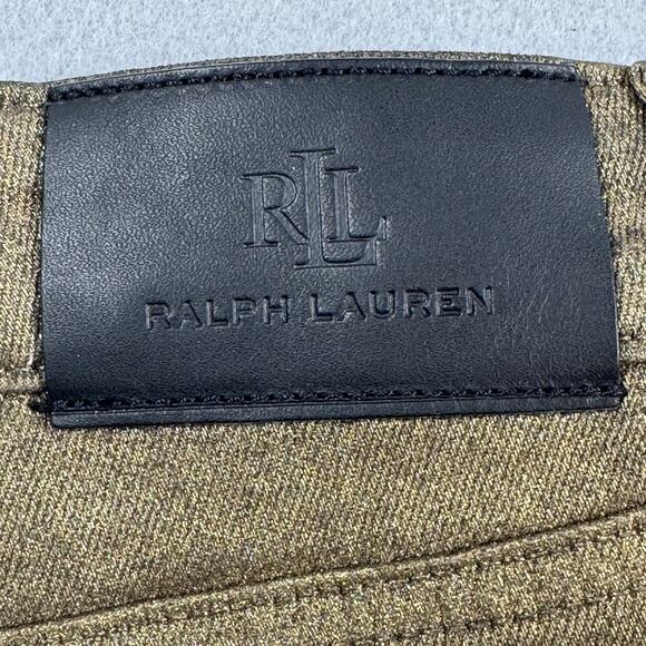 Ralph Lauren Gold Metallic High Rise Skinny Ankle Jeans Women’s 18 Super Stretch - Picture 3 of 16